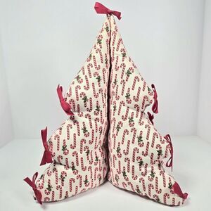 Handmade 3-D Fabric Christmas Tree White With Candy Canes Soft Stuffed Holiday‎